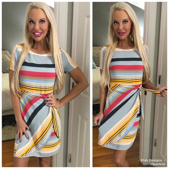 Dresses & Skirts - 🛍LAST 1! 💕💕Striped Wrap Front Dress!